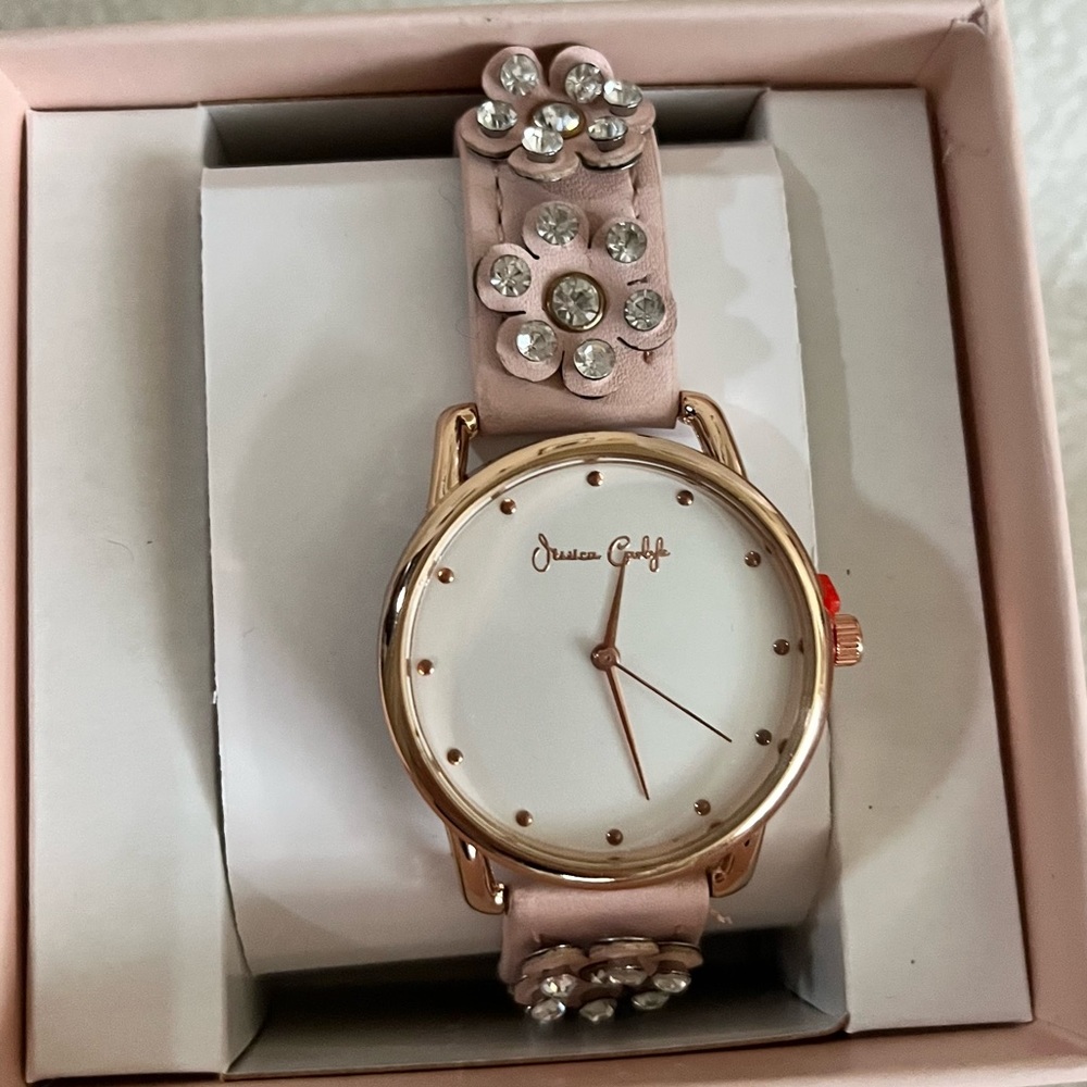 Blush Rhinestone Floral Watch